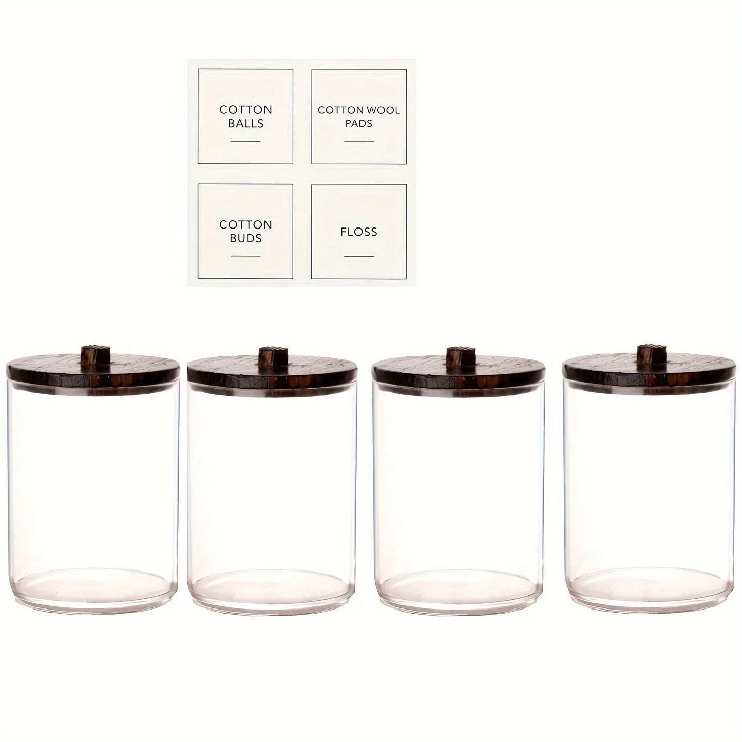 4 Pack Qtip Holder Dispenser Clear Plastic Apothecary Jar Containers Storage Box for Vanity Makeup Organizer Storage Bathroom