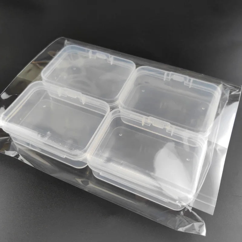 4/6pcs Plastic Transparent  Storage Container Box For Collecting Small Items, Beads, Jewelry, Cards, Stickers And Other Craft