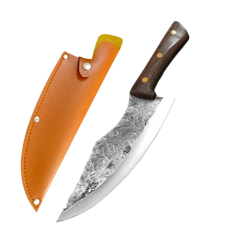 Cuchillo de Carnicero con Funda – Mango de Madera, Ideal para BBQ y Cocina