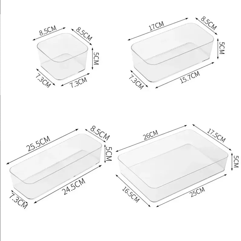 Transparent Box Storage Organizer Desk Plastic Storage Box Container Drawer Organizer Table Jewelry Box Makeup Organizer Boxes