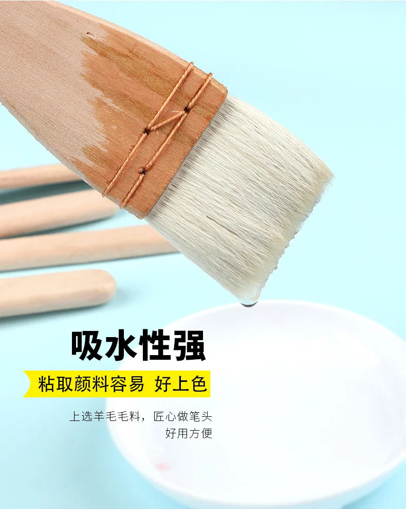 1Pc Flat Paddle Paint Brush with Long Handle 1-4 Inch Large Scale Artist Craft Brush for Oil and Acrylic Paints Art Supplies