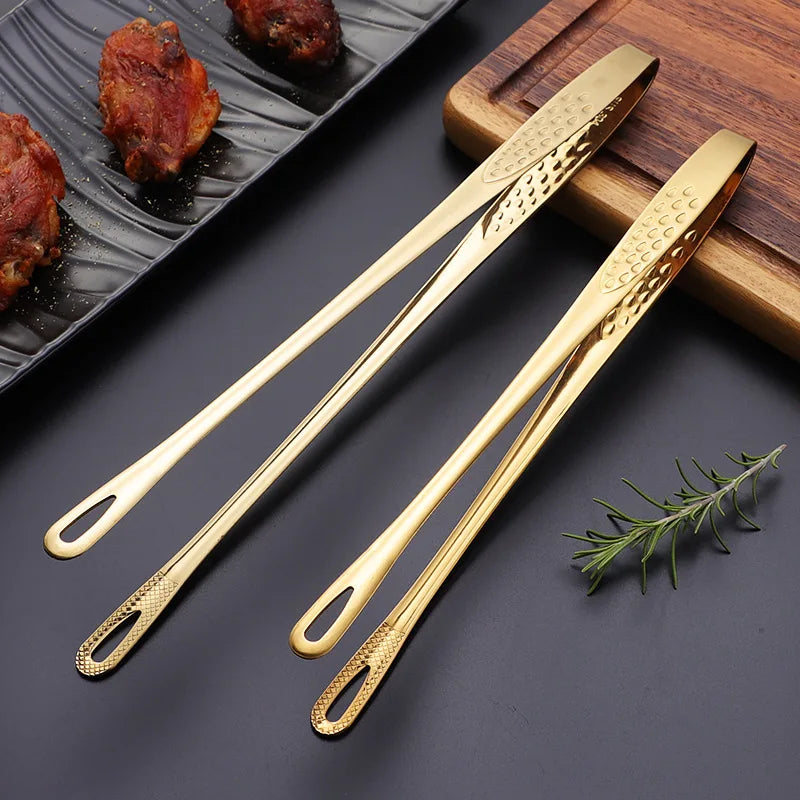 Food Tongs Stainless Steel Barbecue Tongs Meat Salad Steak Food Serving Tongs Tweezers Long BBQ Cooking Tongs Kitchen Utensils