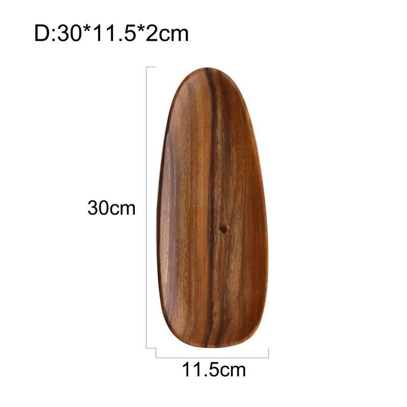 Solid Wood Dinner Plates Irregular Oval Serving Tray Fruit Dishes Dry Fruit Sushi Tea Tray Bread Wooden Plate Home Decoration