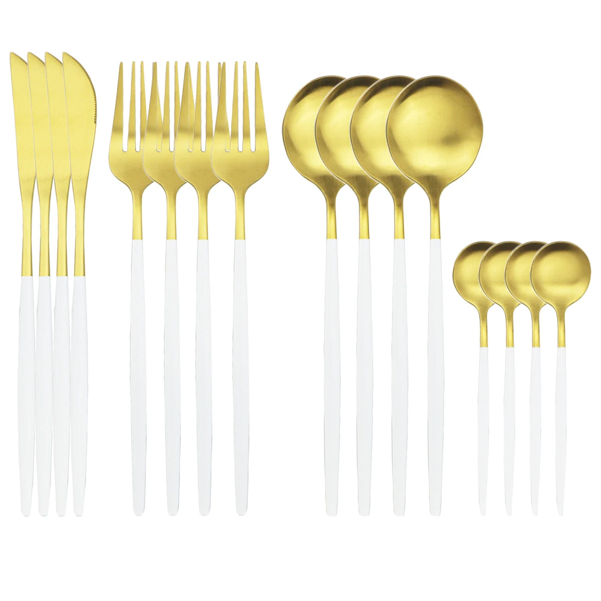 16Pcs Gold Matte Cutlery Set Knife Fork Spoons Dinnerware Set Stainless Steel Tableware Western Flatware Kitchen Silverware Set