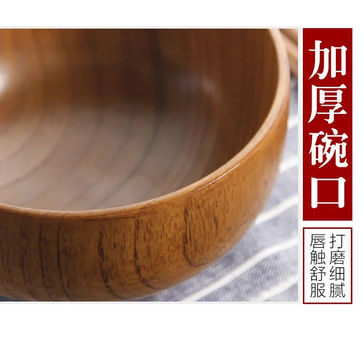 Japanese Wooden Bowls Jujube Wood Children Baby Adults Small Soup Bowls Solid Wood Salad Bowls Retro Household Tableware