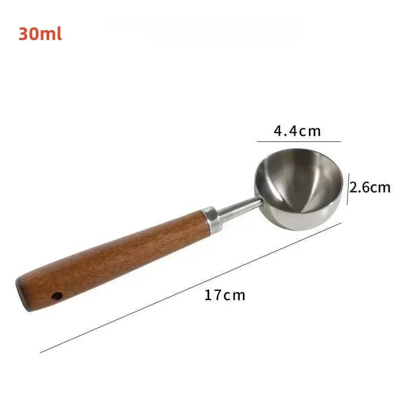 Stainless Steel Walnut Coffee Bean Measuring Spoons Household Tools High Profile Level Long Handle Coffee Powder Measuring Spoon