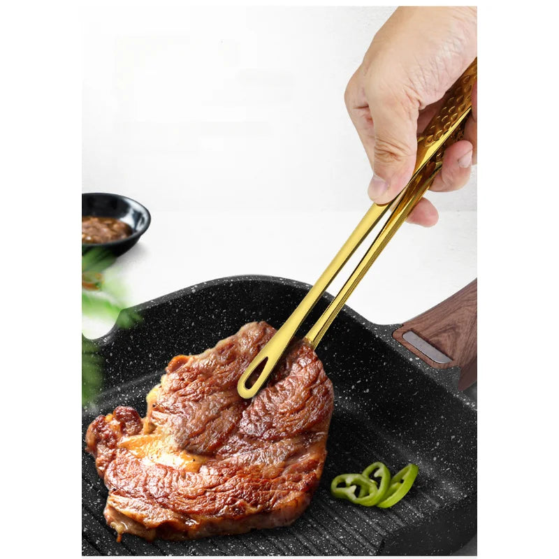 Food Tongs Stainless Steel Barbecue Tongs Meat Salad Steak Food Serving Tongs Tweezers Long BBQ Cooking Tongs Kitchen Utensils