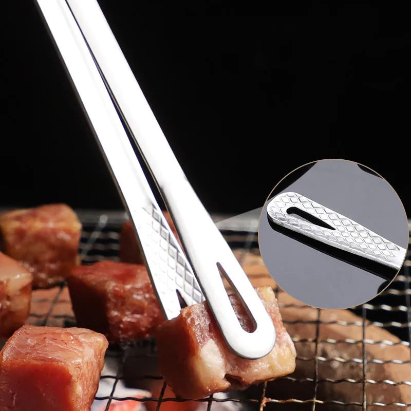 Food Tongs Stainless Steel Barbecue Tongs Meat Salad Steak Food Serving Tongs Tweezers Long BBQ Cooking Tongs Kitchen Utensils