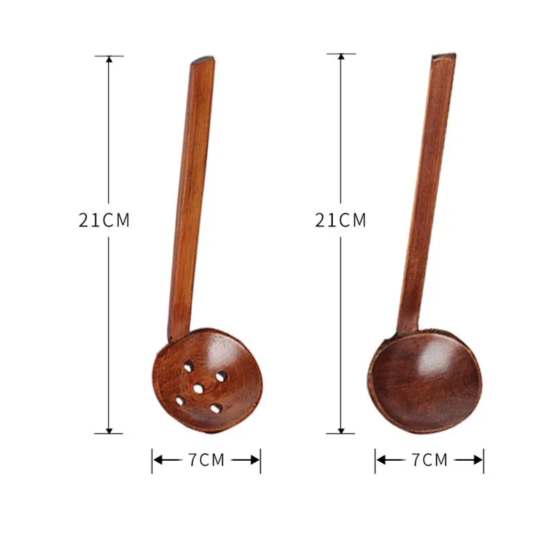 Japanese Long Handle Ramen Spoons Wooden Tableware Home Tablespoons Cute Soup Ladle Hot Pot Skimmer Recyclable Kitchen Utensils