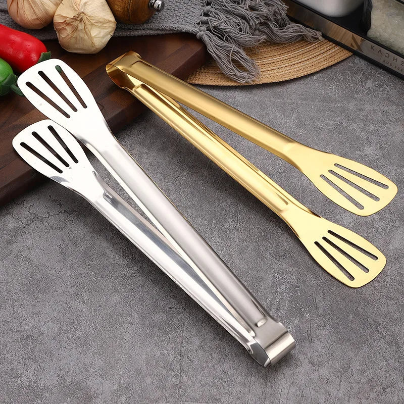 18-Styles Gold BBQ Food Tongs Steak Clip Stainless Steel Hollow Cake Bread Grill Clamp Cooking Utensils Kitchen Accessories