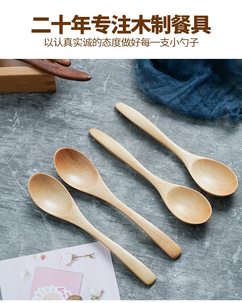 Wooden Spoon Wood Tableware Spoon Anti-Scald Tea Coffee Stirring Spoons Kitchen Cooking Utensil Tool Soup Teaspoon Cucharas 숟가락