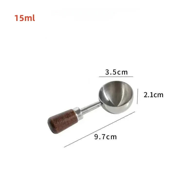 Stainless Steel Walnut Coffee Bean Measuring Spoons Household Tools High Profile Level Long Handle Coffee Powder Measuring Spoon