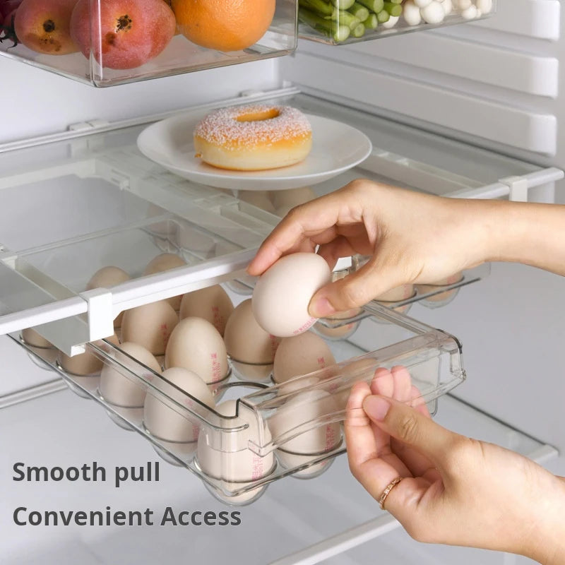 Refrigerator Egg Storage Box Drawer Style Food Fruit Egg Rack Egg Holder Household Plastic Fresh-keeping Box