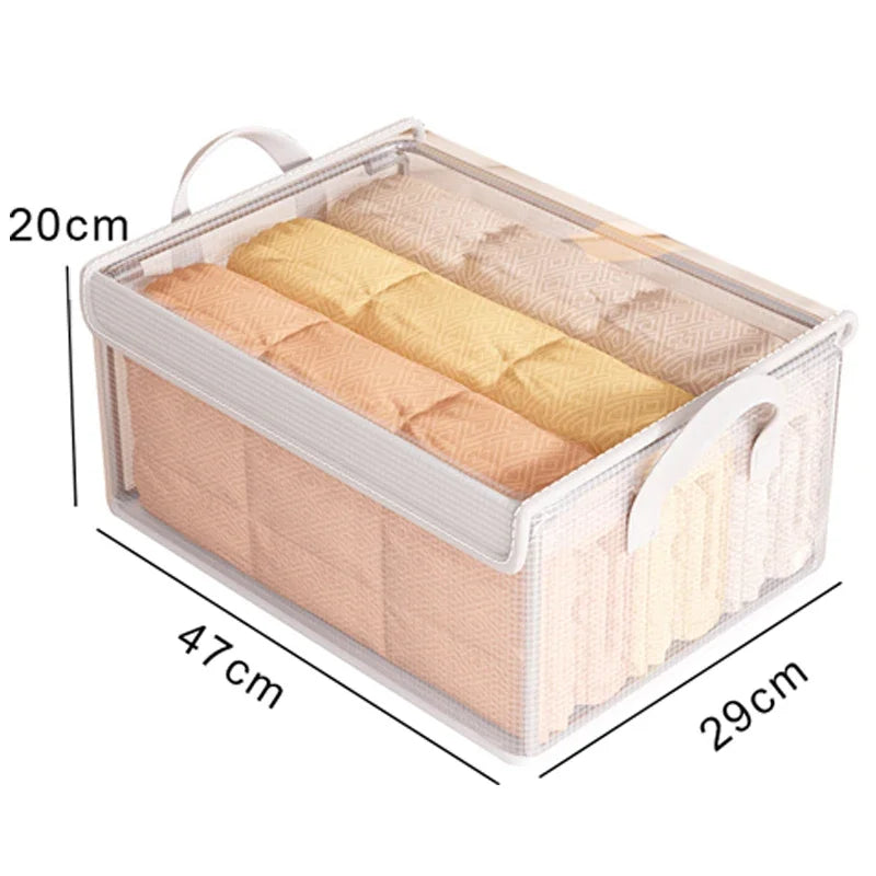 PVC Transparent Storage Basket for Clothes Underwear Storage Box Stainless Steel Frame Wardrobe Organizer Waterproof Cloth Box