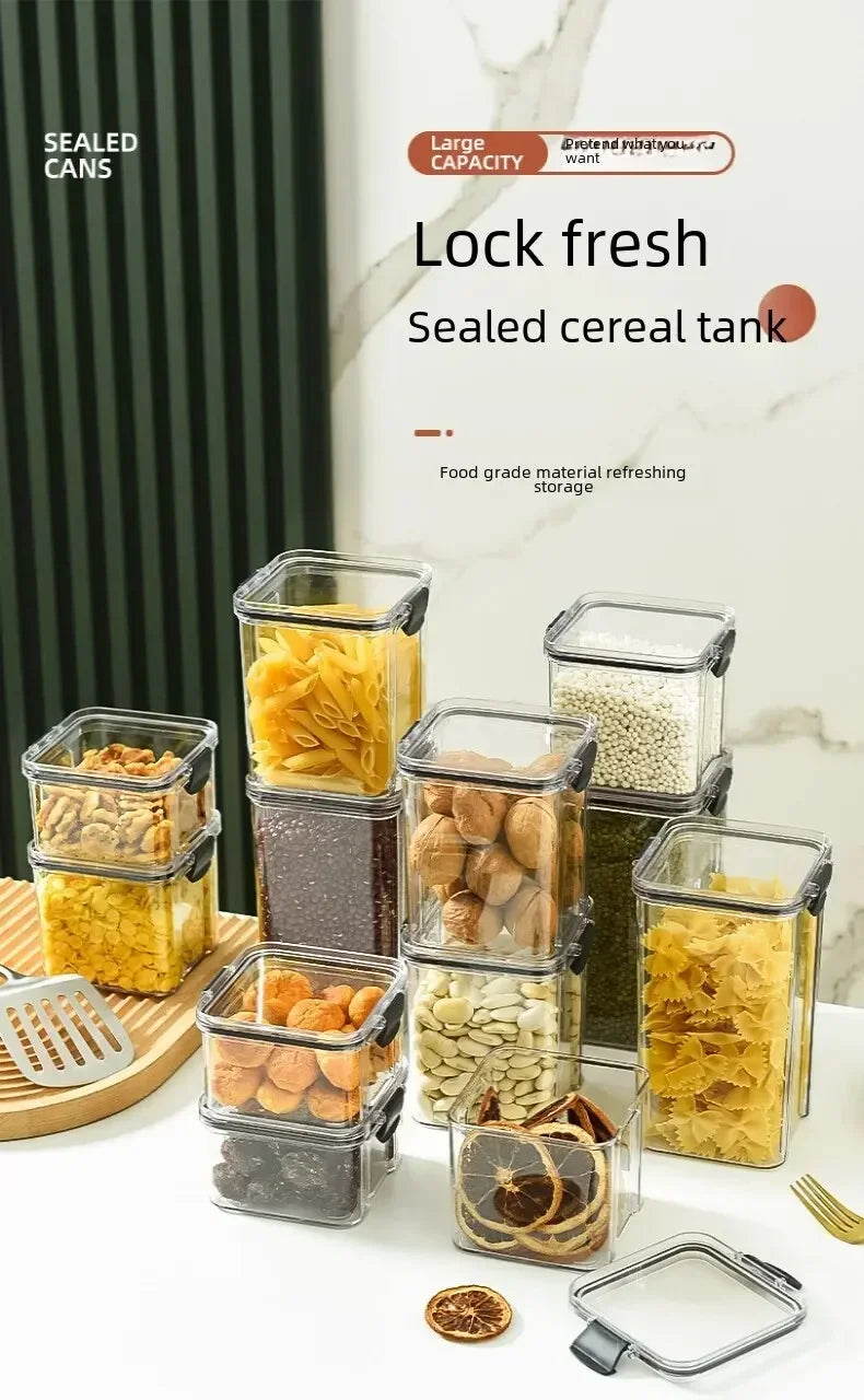 Kitchen Multigrain Snack Sealed Storage Box Dried Fruit Dried Goods Jar Drawer Storage Container Moisture Proof Box Plastic