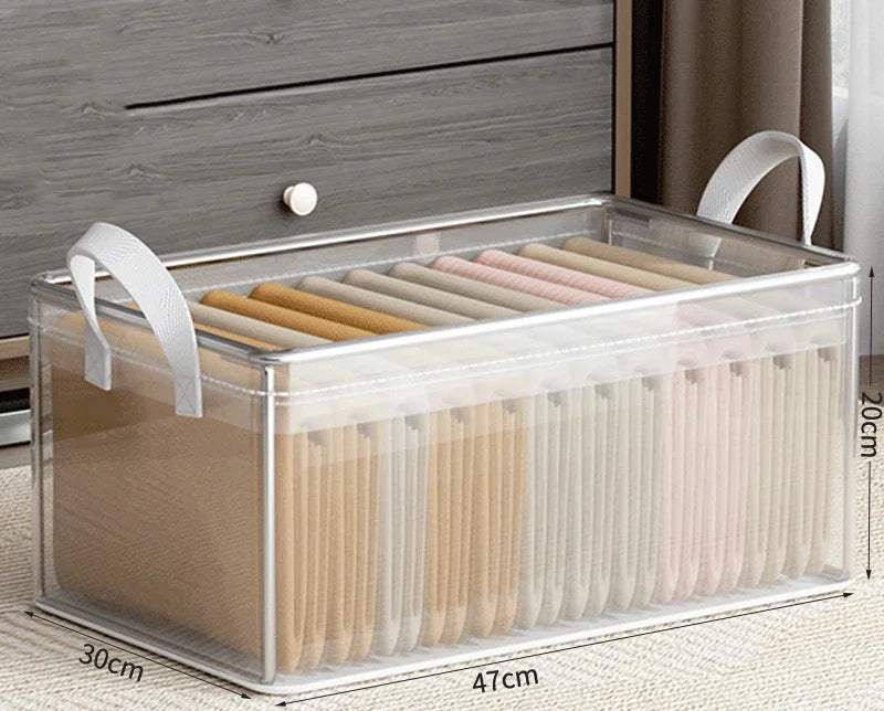 PVC Transparent Storage Basket for Clothes Underwear Storage Box Stainless Steel Frame Wardrobe Organizer Waterproof Cloth Box