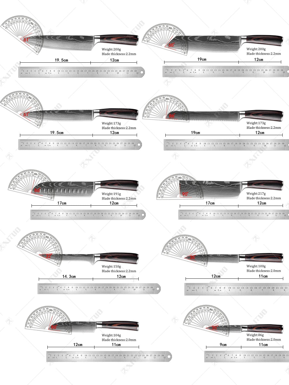 Juego de Cuchillos de Cocina de Alta Calidad – Santoku y Chef Japonés