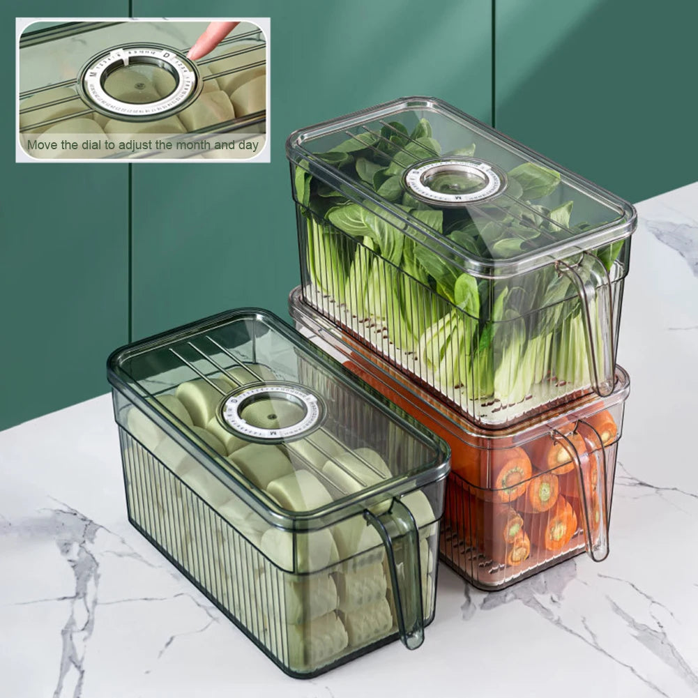 Refrigerator Organizer Kitchen Fridge Storage Box Fresh Keeping Vegetable Fruit Boxes Basket Storage Containers Time Keepers Box