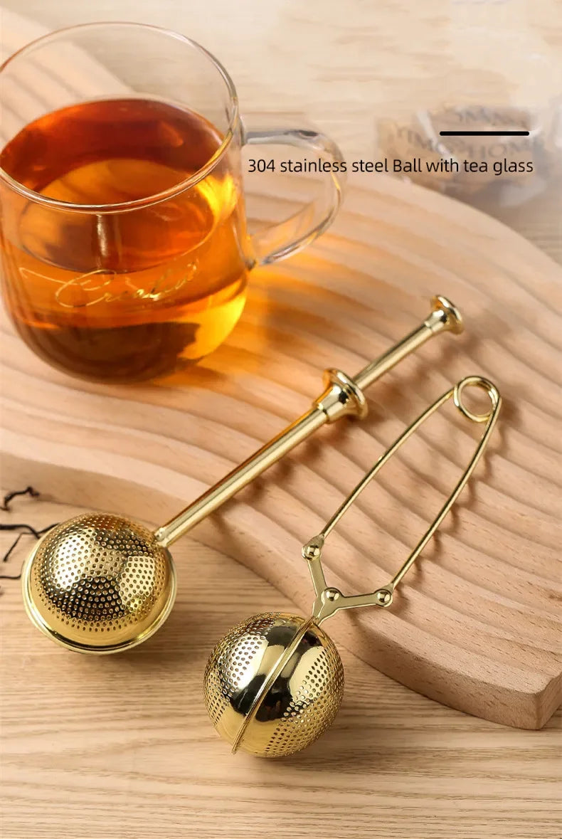 Press Type 304 Stainless Steel Tea Ball Infuser Retractable Metal Coffee Powder Cha Strainer Kitchen Diffuser Sieve For Spice