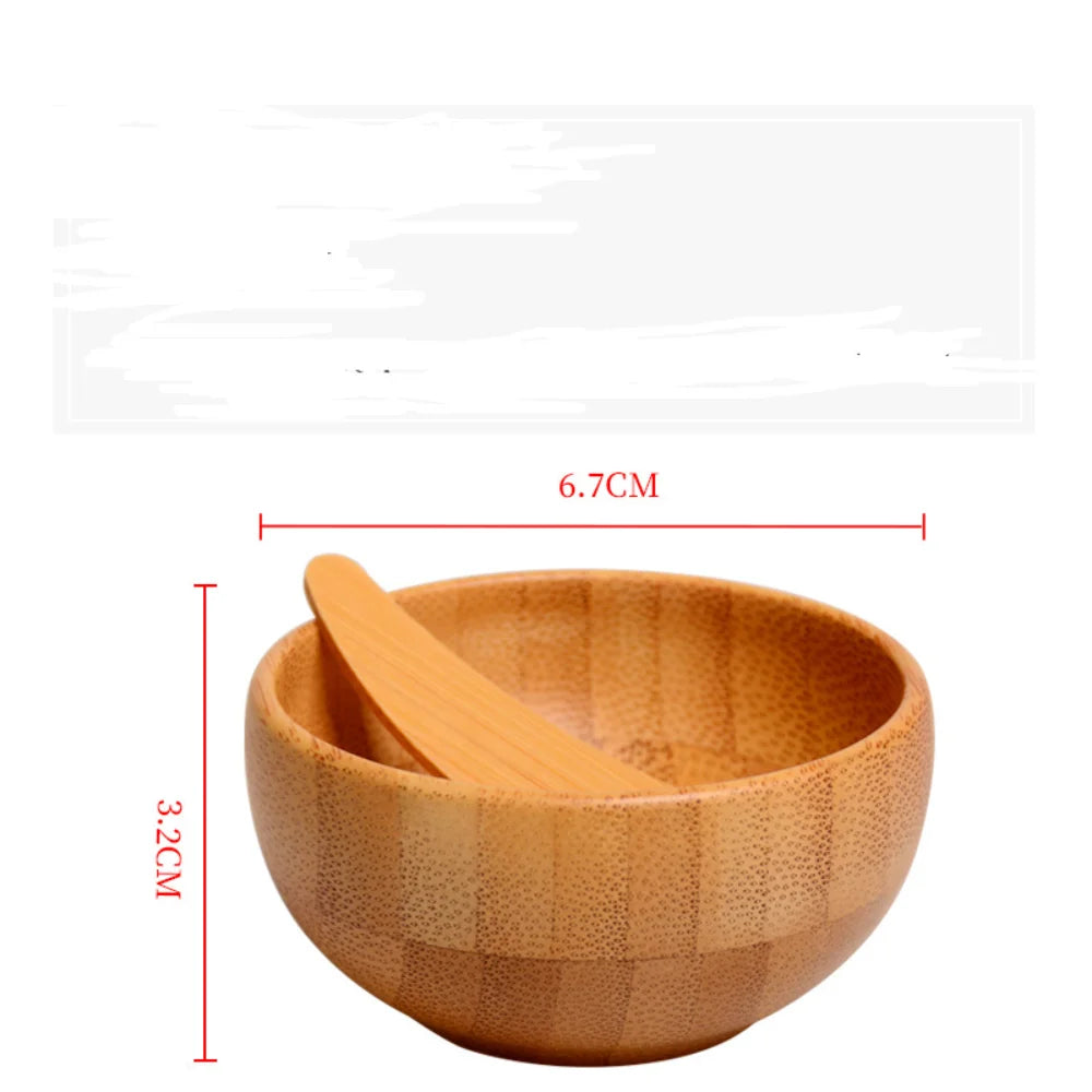 1/2/3pcs Mini Size Bamboo DIY Face Mask Mixing Bowl with Spoon Aromatherapy Bowl Set Massage Oil Face Care Makeup Tool Kits