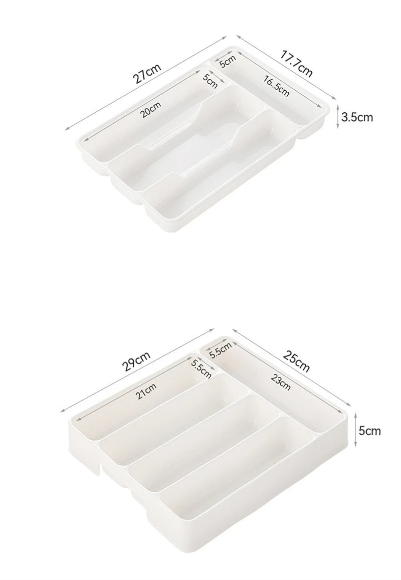 4/5 Compartments Cutlery Organizer Daily Drawer Divider Tray Rectangle Easy Clean Home Kitchen Spoon Fork Separation Box