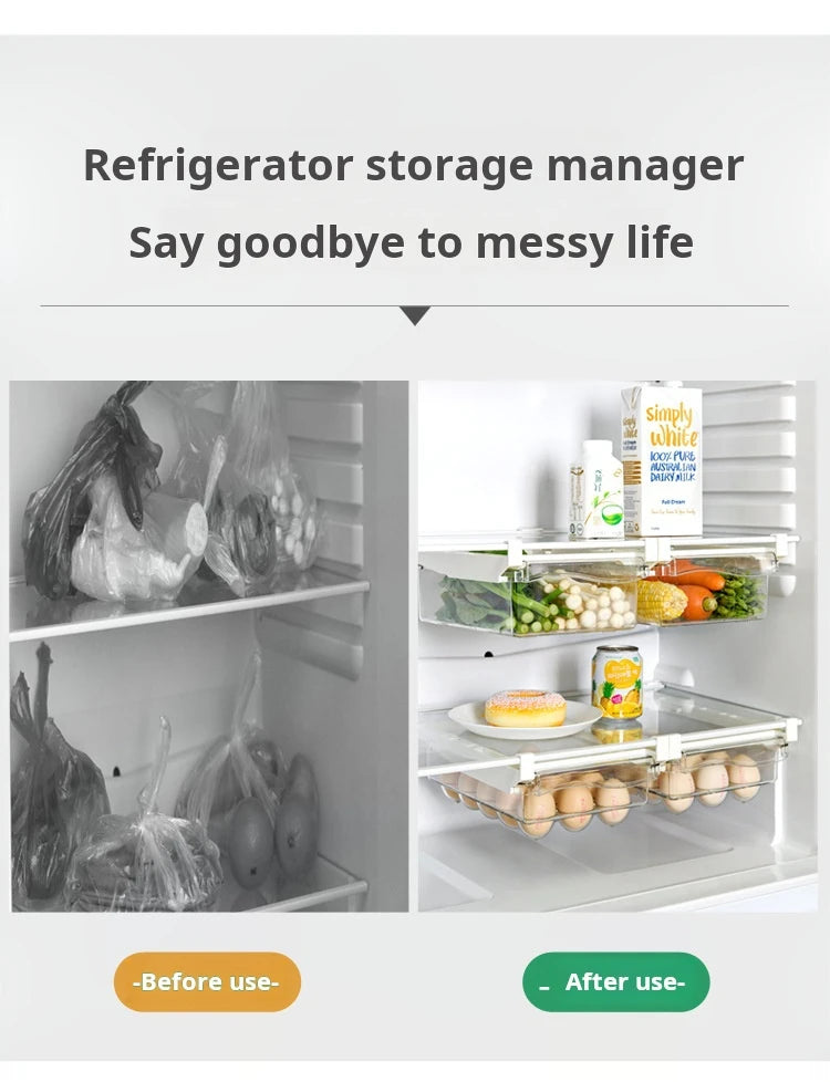 Refrigerator Egg Storage Box Drawer Style Food Fruit Egg Rack Egg Holder Household Plastic Fresh-keeping Box