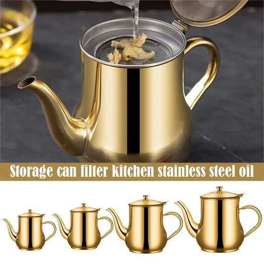 Stainless Steel Household Gold Oil Filter Pot Lard Strainer Tank Container Jug Large Capacity Storage Can Filter Kitchen Tools