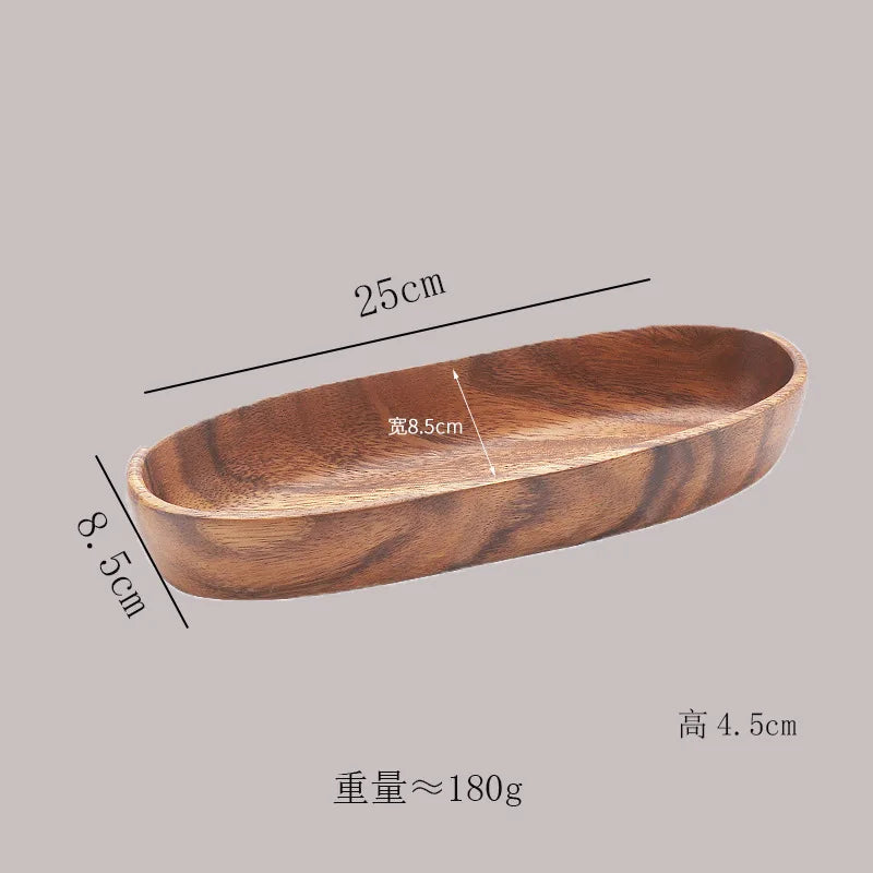 Acacia Wood Whole Wood Salad Bowl Dry Fruit Plate Fruit Snack Split Bowl Salad Boat Plate Walnut Fruit Plate Trays Decorative