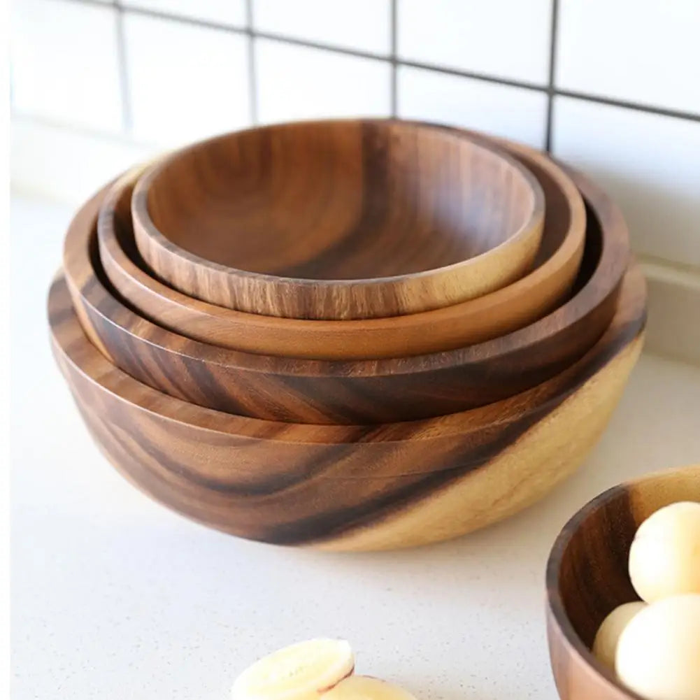 Good Grade Eco-Friendly Polishing Salad Bowl Japanese Practical Wooden Soup Bowl Kitchen Supplies