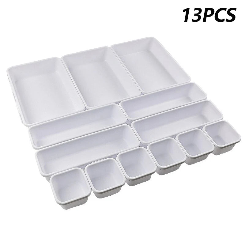 13Pcs Drawer Organizers Separator for Home Office Desk Stationery Storage Box for Kitchen Bathroom Makeup Organizer Boxes