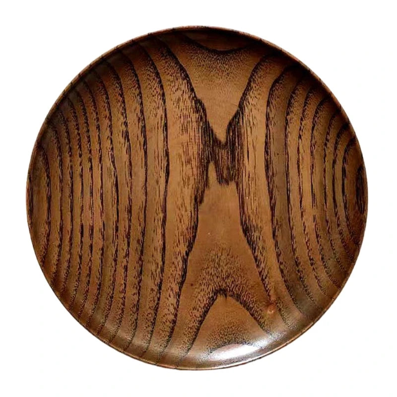 Round Solid Wood Plate Acacia Wood Fruit Dishes Wooden Saucer Tea Tray Dessert Dinner Breakfast Plate Tableware Dishes