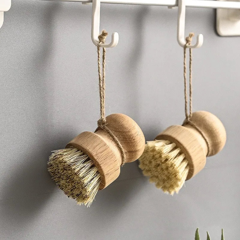 Natural dish cleaning brush wooden handle with Natural Sisal Coconut Kitchen cleaning Exquisite packing Special for gifts