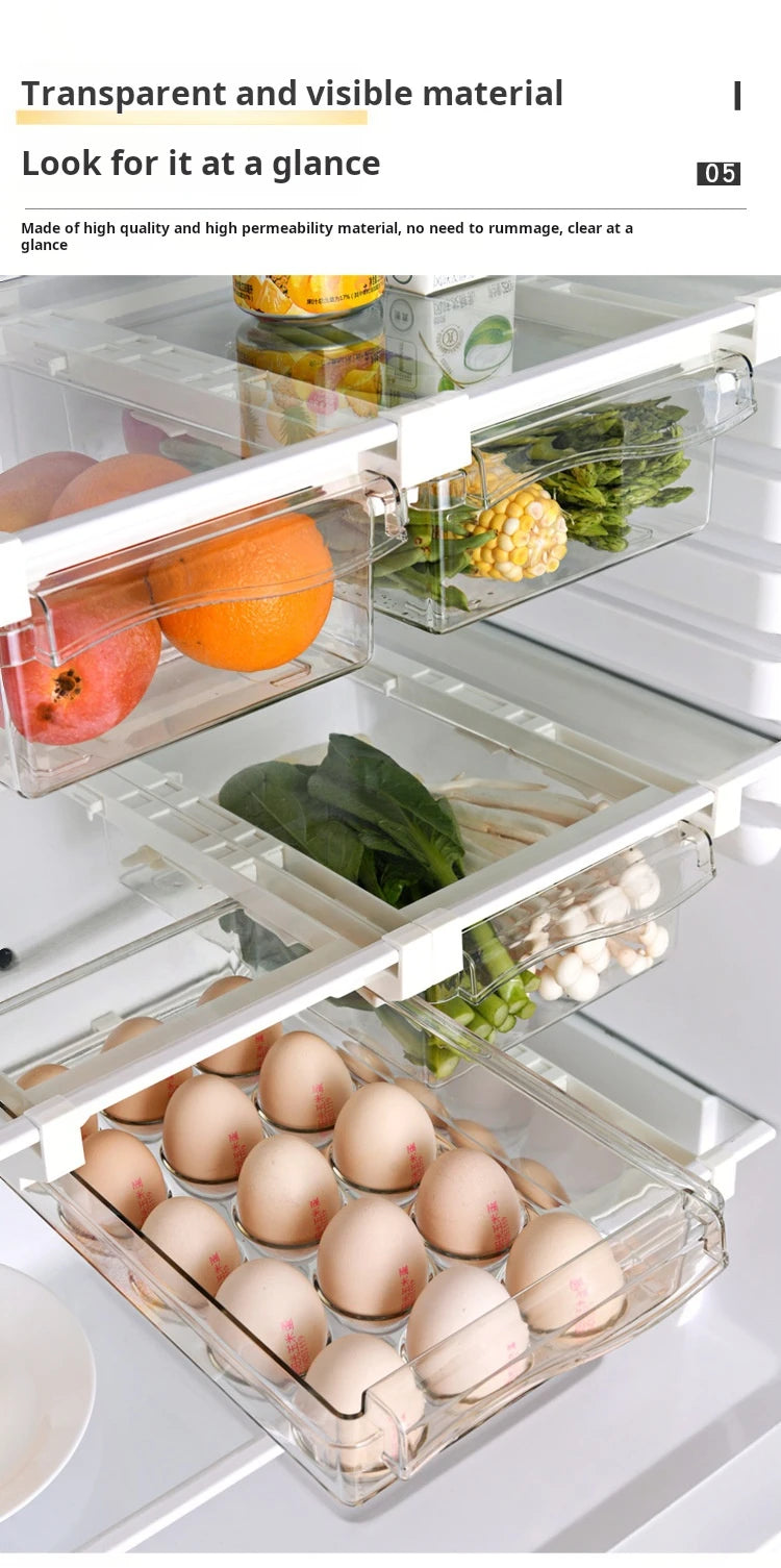 Refrigerator Egg Storage Box Drawer Style Food Fruit Egg Rack Egg Holder Household Plastic Fresh-keeping Box