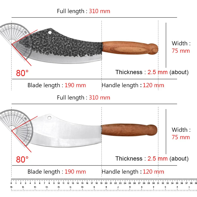 Cuchillo de Cocina Forjado – Multiusos, Mango de Madera, Ideal para Carne y Verduras