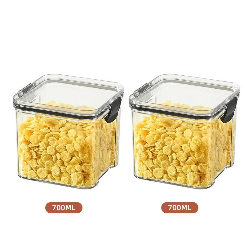 460-1800ml Sealed Jars Kitchen Grain Storage Organizer Large Tank Plastic Moisture-proof Storage Box Household Seasoning Jars