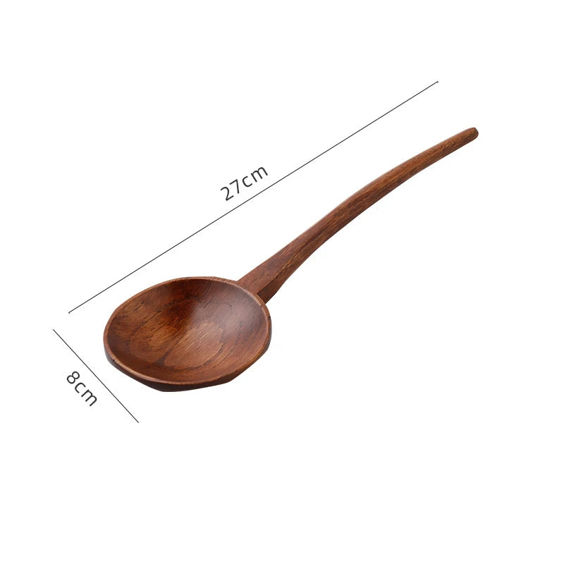 New Long Handle Ramen Wooden Spoon Japanese Kitchen Cooking Utensils Tableware Serving Tablespoons Home Large Soup Ladle