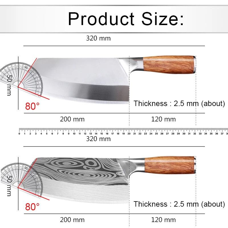 Cuchillo de Carnicero Profesional con Patrón Damasco Láser