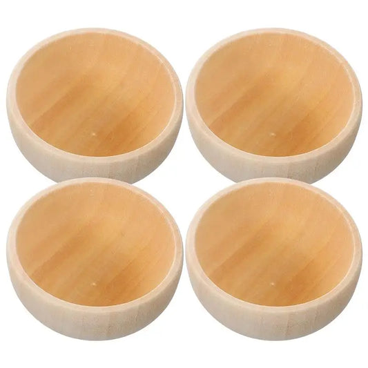 4pcs Mini Unique Small Wood Bowls Kids Wooden Bowl Toy Unfinished Wood Playthings DIY Wooden Cutlery DIY Supplies For Kids