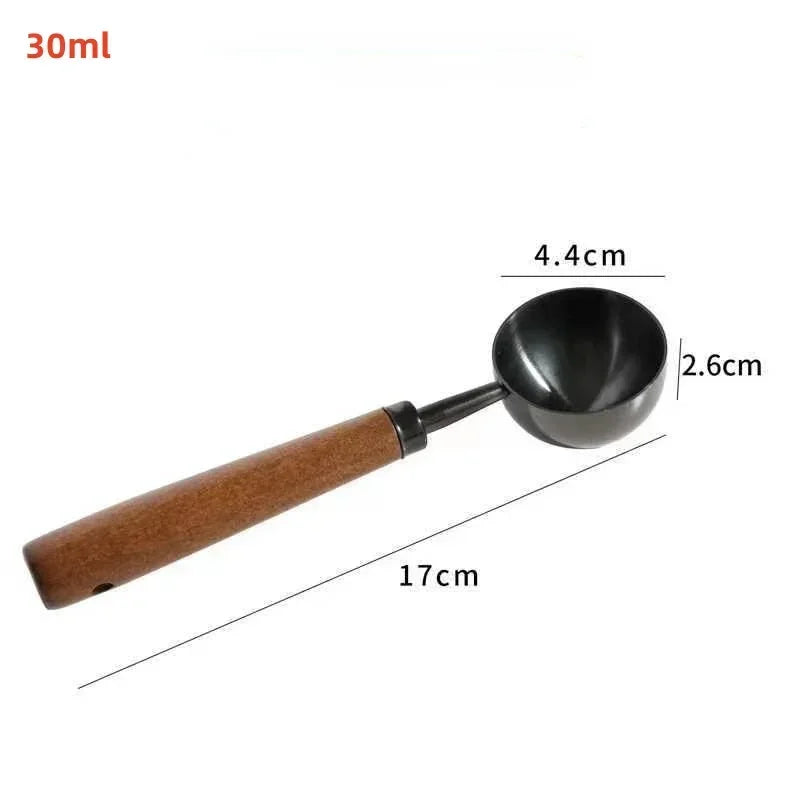 Stainless Steel Walnut Coffee Bean Measuring Spoons Household Tools High Profile Level Long Handle Coffee Powder Measuring Spoon