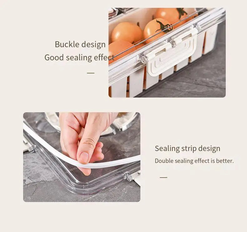 Kitchen Drain Box, Interval Preservation Box, Refrigerator Storage Basket With Handle Storage Box, Made Of PET Material, White