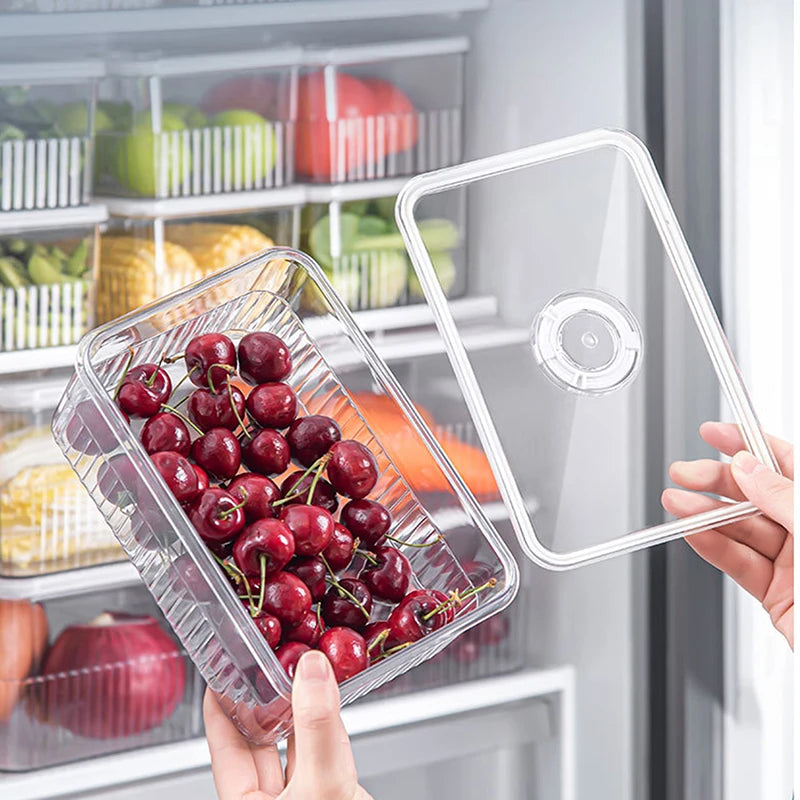 Transparent Fridge Organizer Food Storage Containers Fresh Vegetable Fruit Baskets Refrigerator Storage Box Kitchen Organizer