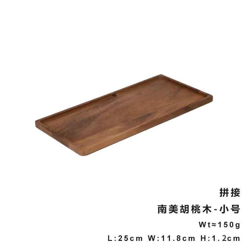 Rectangle Wooden Tea Tray Serving Table Plate Snacks Food Storage Dish for Hotel Home