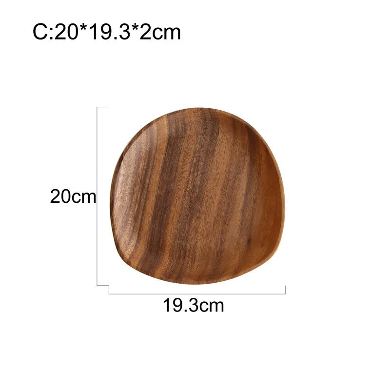 Solid Wood Dinner Plates Irregular Oval Serving Tray Fruit Dishes Dry Fruit Sushi Tea Tray Bread Wooden Plate Home Decoration