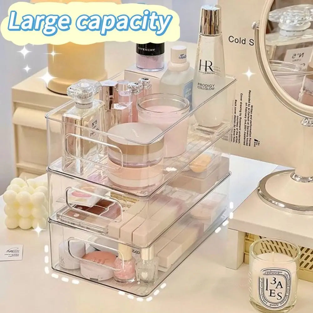 Drawer Organizer Bin Clear Stackable Fruit Food Jars Book Cosmetic Jewelry Storage Box Transparent Fridge Storage Bin Containers