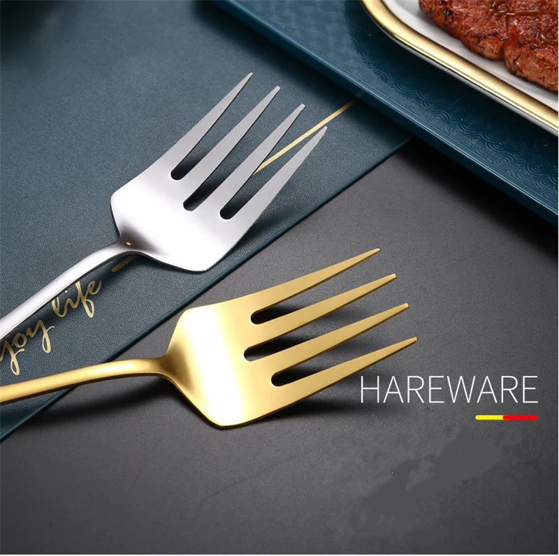 Stainless Steel Gold Korean Serving Spoon Tableware Soup Ladle Colander Fork Shovel Restaurant Public Cutlery Kitchen Utensil