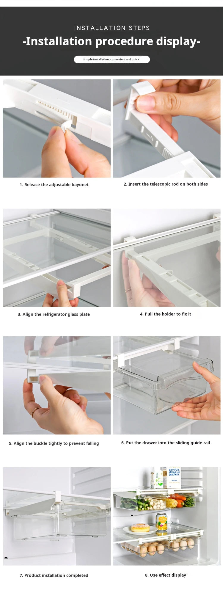 Refrigerator Egg Storage Box Drawer Style Food Fruit Egg Rack Egg Holder Household Plastic Fresh-keeping Box