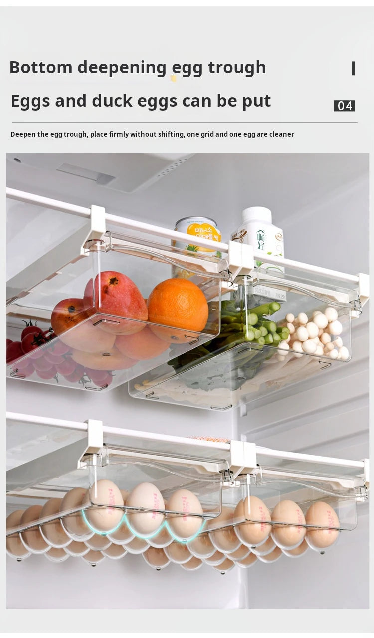 Refrigerator Egg Storage Box Drawer Style Food Fruit Egg Rack Egg Holder Household Plastic Fresh-keeping Box