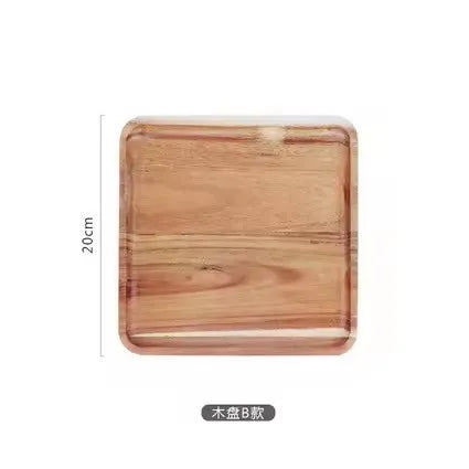 Rectangle Wooden Tea Tray Serving Table Plate Snacks Food Storage Dish for Hotel Home