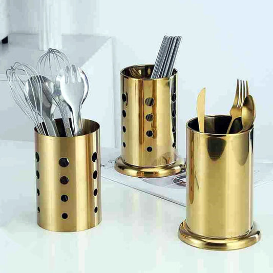 Stainless Steel Golden Chopstick Rack Cutlery  Holder Tableware Organizer Household Spoon Storage Container Kitchen Accessories