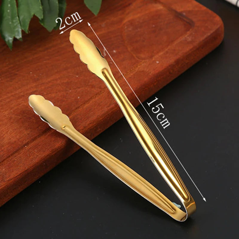 Dropshipping Stainless Steel Kitchen BBQ Tongs Non-stick Smart Grill Meat Clip Food Cooking Clamp Gold/Silver Accessories